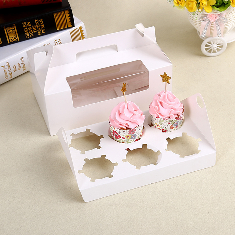 Fancy Cupcake Box 6 Container Cake Food Package